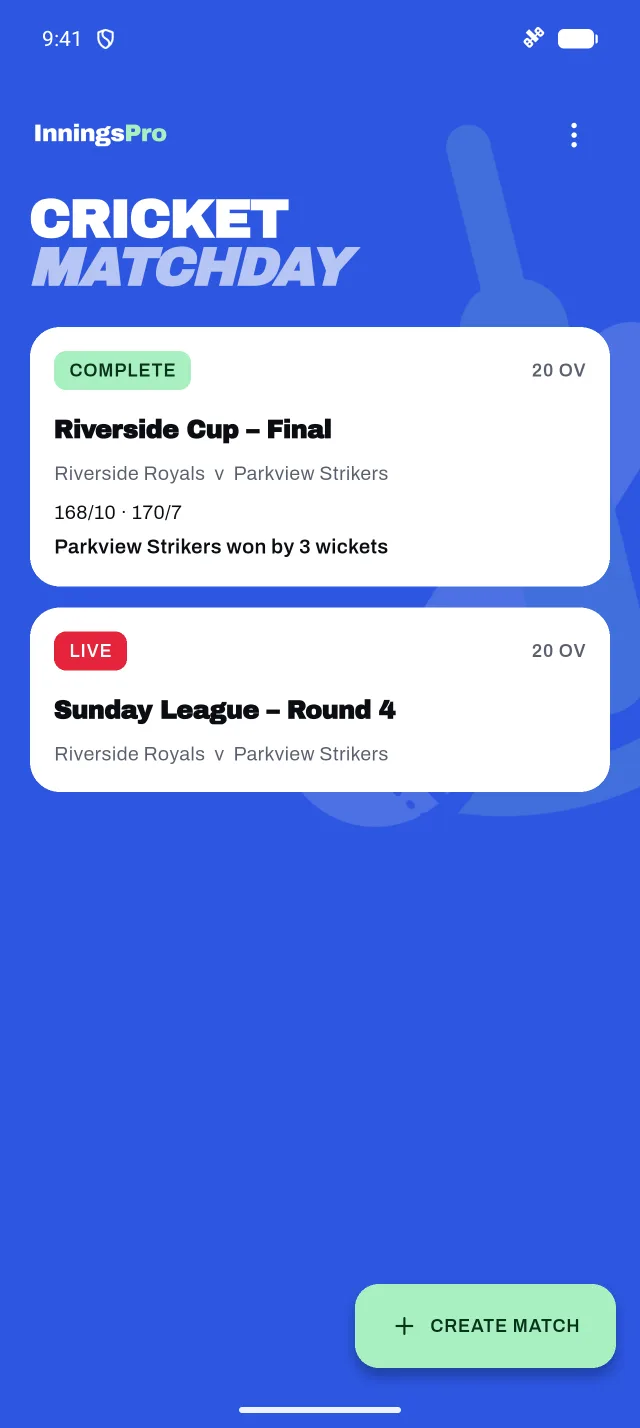 List of saved matches